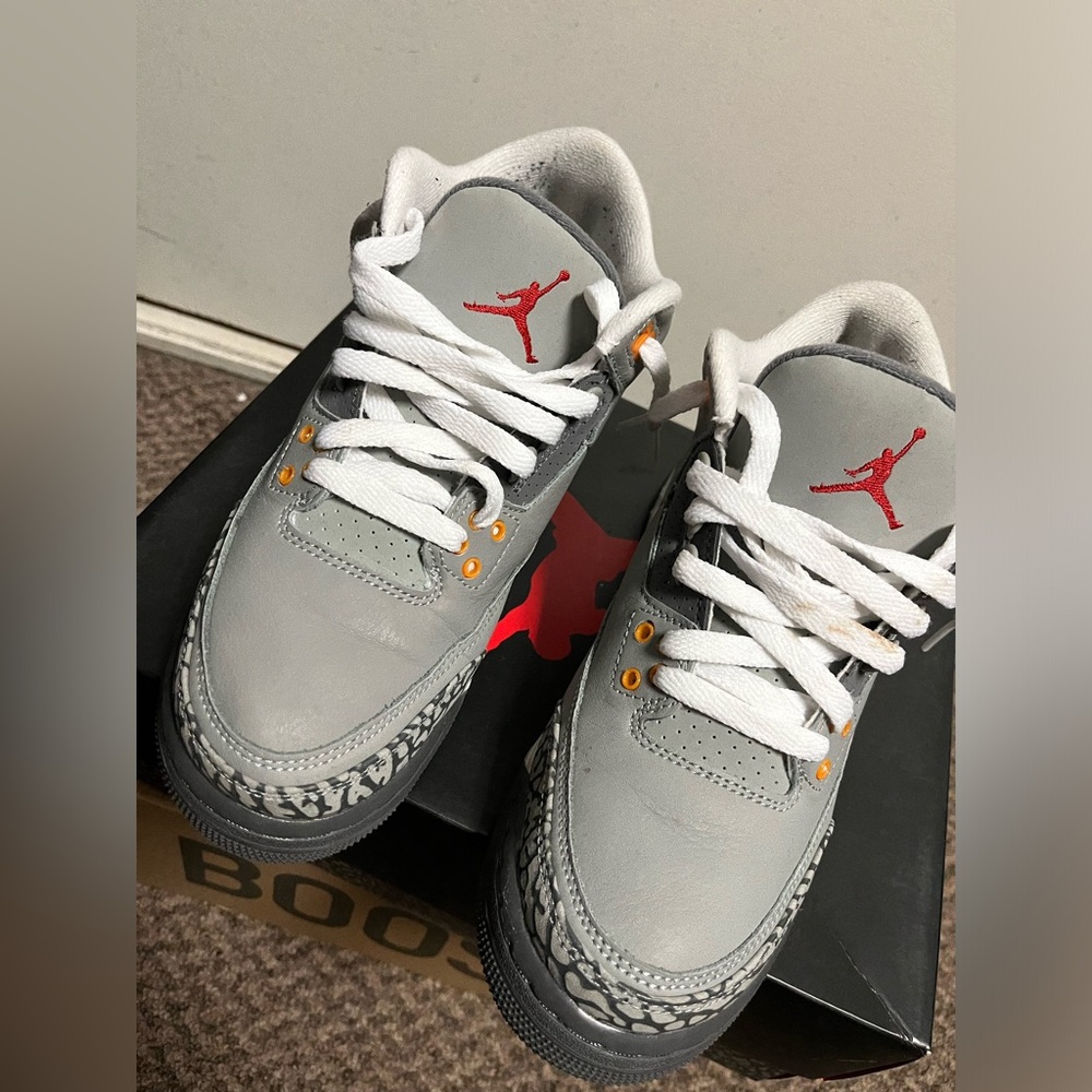 Air Jordan 3 Retro Silver/Sport Red Graphite Argent